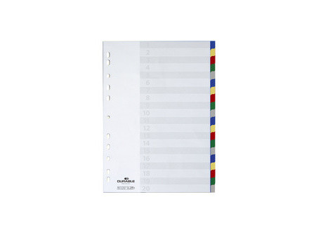 DURABLE Intercalaires en plastique, A4, PP, 20 touches