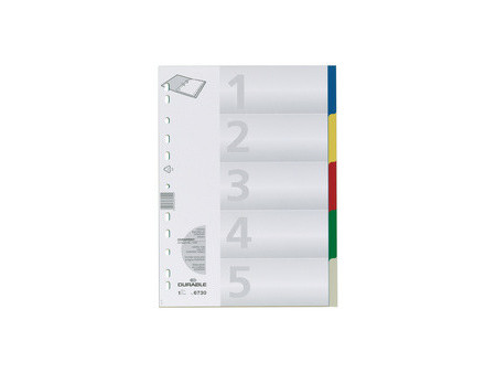 DURABLE Intercalaires en plastique, A4, PP, 20 touches