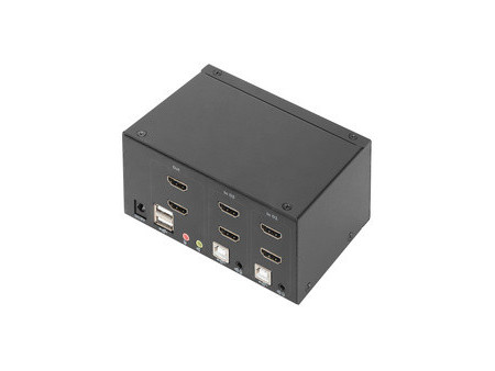 DIGITUS Commutateur KVM, 2 ports, double affichage, 4K, HDMI