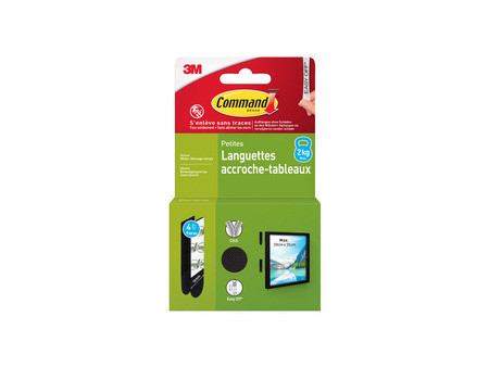 3M Command Languettes accroche-tableaux, taille: S, noir