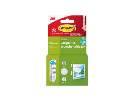 3M Command Languettes accroche-tableaux, taille: S, noir