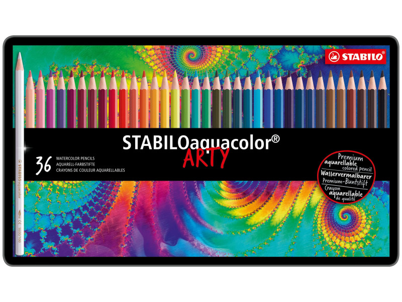 STABILO Crayon de couleur aquacolor 'ARTY', étui métallique