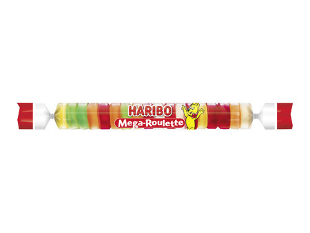 HARIBO Gomme aux fruits Mega-ROULETTE, rouleau de 45 g