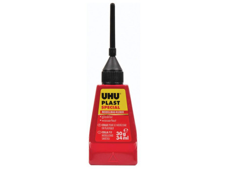 UHU colle spéciale pour plastique plast, flacon de 30g, avec