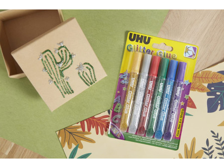 UHU Colle scintillante Glitter Glue Original, contenu:6x10ml