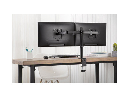 DIGITUS Support double écran universel, fixation par serrage