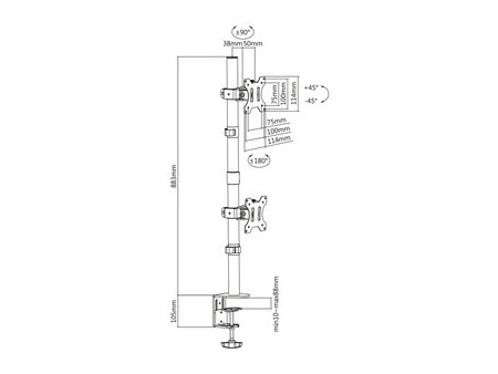 DIGITUS Support double écran universel, vertical, noir