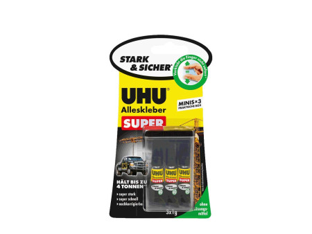 UHU colle instantanée SUPER Strong & SAFE MINIS, 3 tubes de