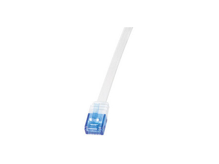 LogiLink Câble patch plat U/UTP, Cat. 6, 2,0 m, blanc