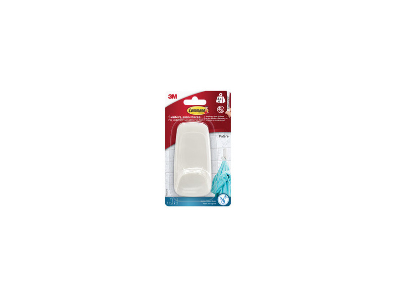 3M Command Crochet pour salle de bain design, blanc