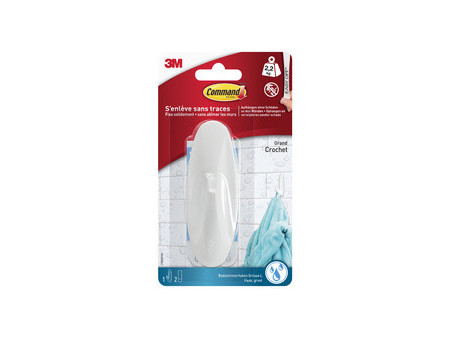 3M Command Crochet pour salle de bain design, blanc