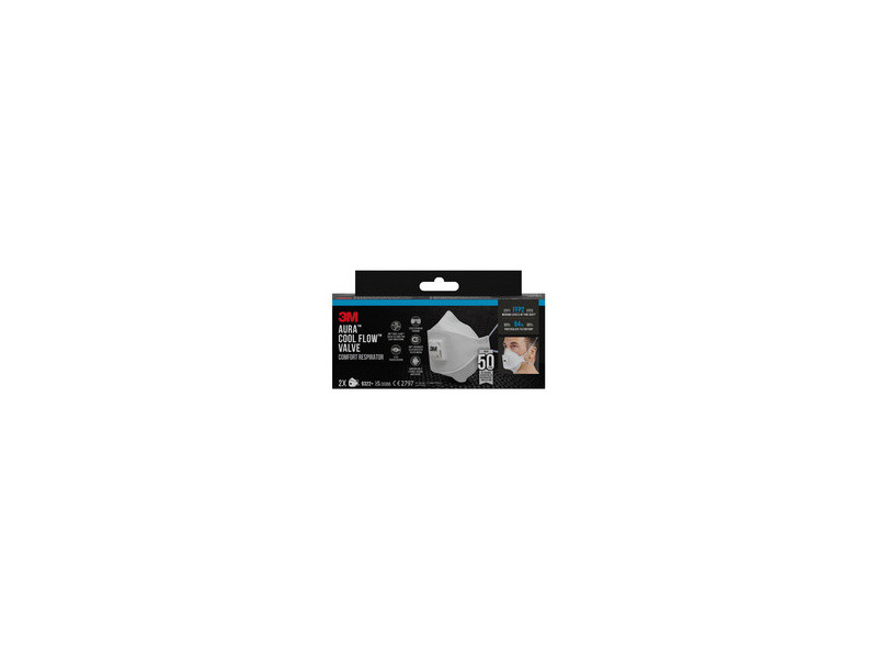 3M Masque Aura Comfort Cool Flow 9322+, FFP2, lot de 2