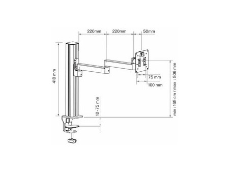 UNiLUX Bras support pour écran AXIO, pince, noir