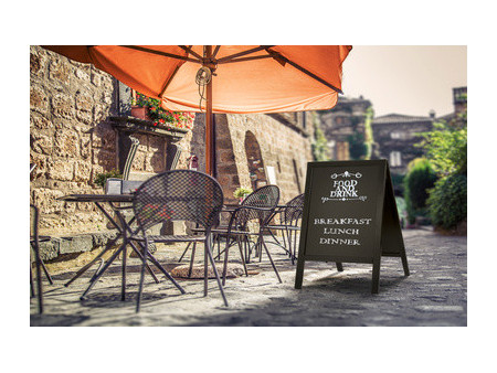 Securit Panneau trottoir WOODY, avec tableau noir, noir