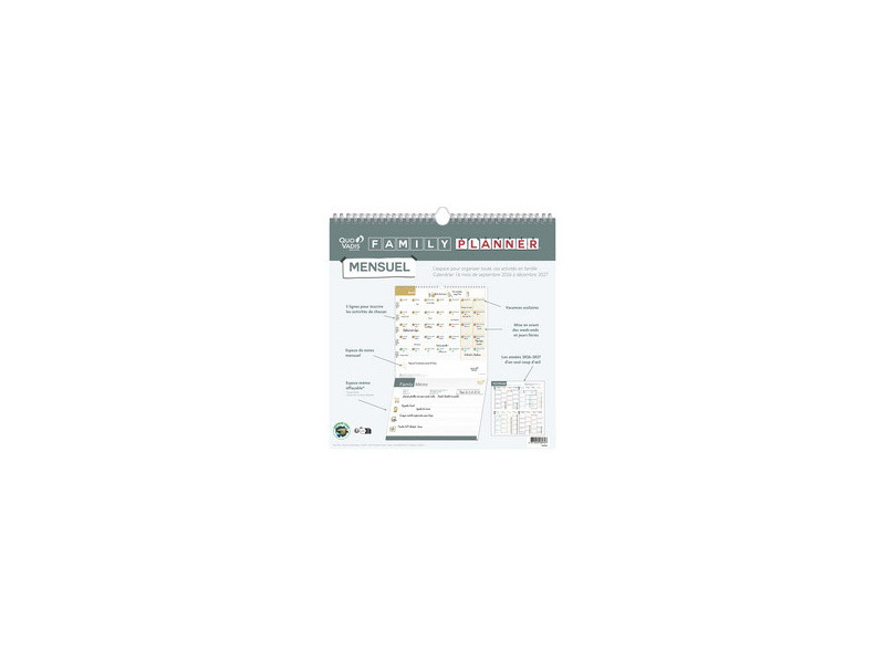 QUO VADIS Calendrier FAMILY PLANNER MENSUEL, 2026/2027