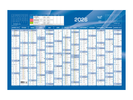 QUO VADIS Calendrier, 650 x 430 mm horizontal, bleu, 2026