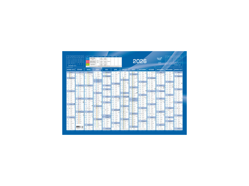 QUO VADIS Calendrier, 650 x 430 mm horizontal, bleu, 2026