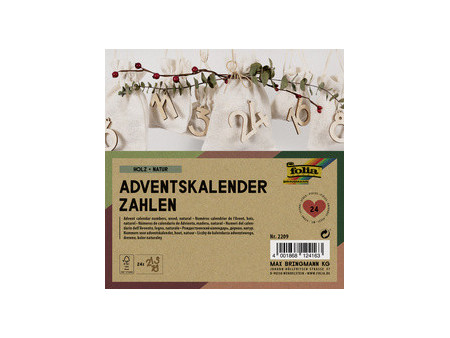 folia Chiffres en bois pour calendrier de l'Avent, naturel