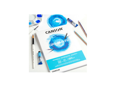 CANSON Bloc de dessin GRADUATE AQUARELLE, A4