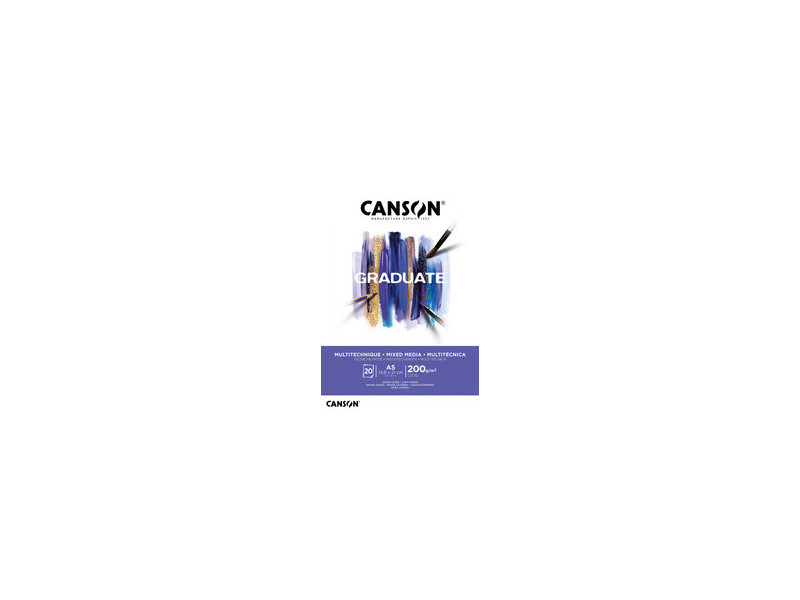CANSON Bloc de dessin GRADUATE MIXED MEDIA, A5, blanc