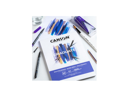 CANSON Bloc de dessin GRADUATE MIXED MEDIA, A4, blanc