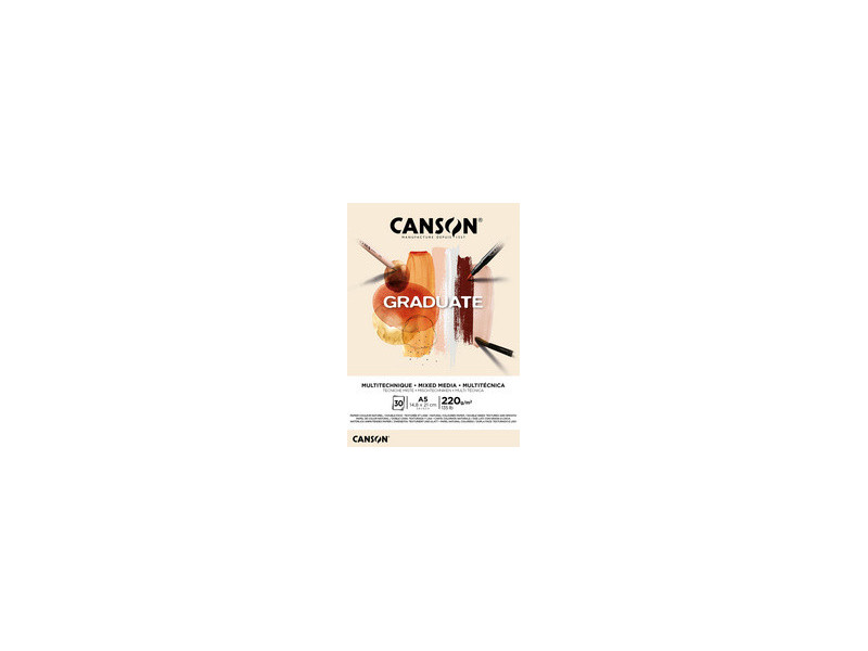 CANSON Bloc de dessin GRADUATE MIXED MEDIA, naturel, A4
