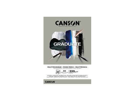 CANSON Bloc de dessin GRADUATE MIXED MEDIA, gris, A4