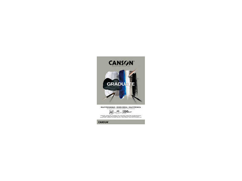 CANSON Bloc de dessin GRADUATE MIXED MEDIA, gris, A3