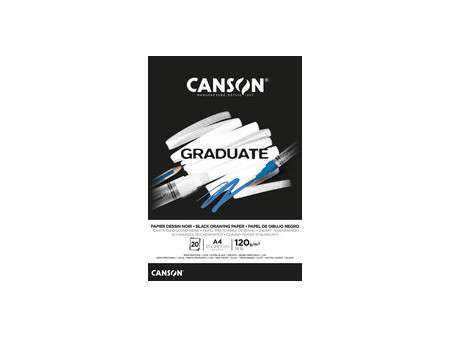 CANSON Bloc de dessin GRADUATE PAPIER NOIR, A5