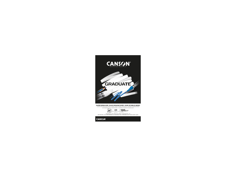 CANSON Bloc de dessin GRADUATE PAPIER NOIR, A4