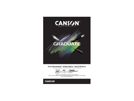 CANSON Bloc de dessin GRADUATE MIXED MEDIA, A4, noir