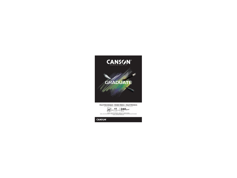 CANSON Bloc de dessin GRADUATE MIXED MEDIA, A5, noir