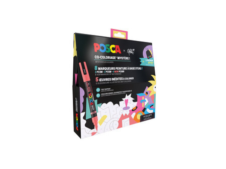 POSCA Marqueur à pigment, set de 8 'coloriage mystère'