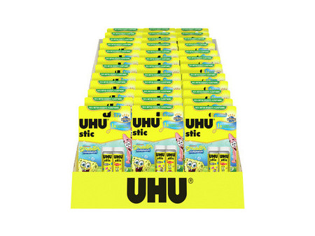 UHU Bâton de colle stic Bob l'éponge, 3 x 8,2 g, présentoir