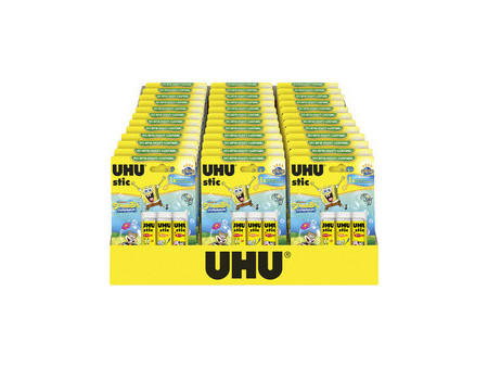 UHU Bâton de colle stic Bob l'éponge, 3 x 8,2 g, présentoir