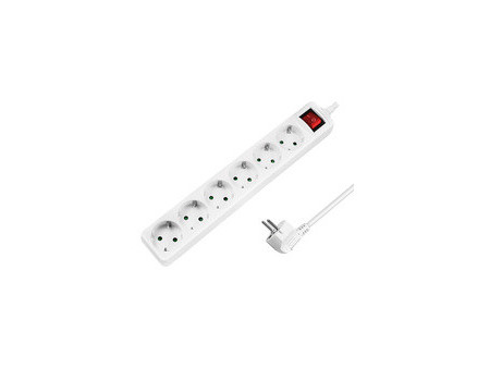 LogiLink Multiprise, 6 prises, avec interrupteur, blanc