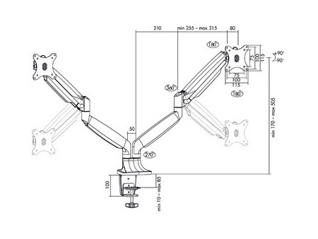 LogiLink Bras support pour écran, en aluminium