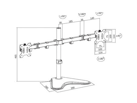 LogiLink Bras support double, socle, longueur du bras 399 mm