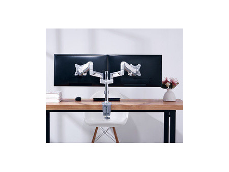 LogiLink Bras support pour deux écrans, aluminium, argent