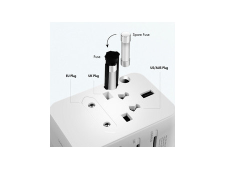 LogiLink Chargeur de voyage universel (EU/AUS/US/UK), 20 W