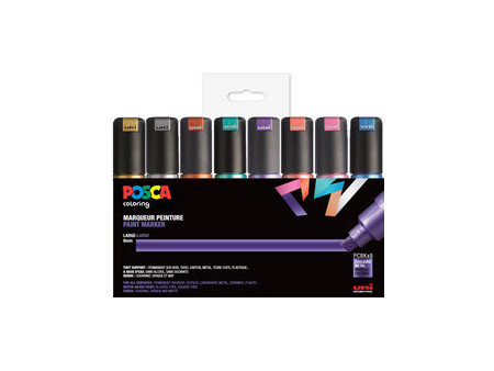 POSCA Marqueur à pigment PC-8K, étui de 8, assorti