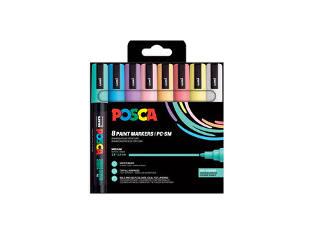 POSCA Marqueur à pigment PC-5M, étui de 8, assorti métallisé
