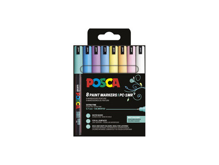 POSCA Marqueur à pigment PC-1MR, étui de 8, couleurs douces