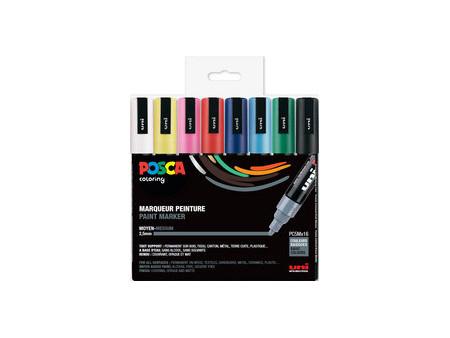 POSCA Marqueur à pigment PC-5M, étui de 8, couleurs douces