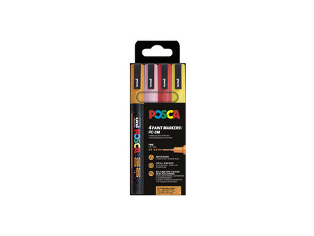 POSCA Marqueur à pigment PC-3ML pailleté, étui de 4, assorti