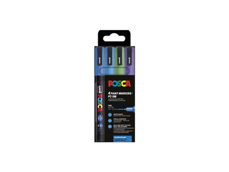 POSCA Marqueur à pigment PC-3ML pailleté, étui de 4, assorti