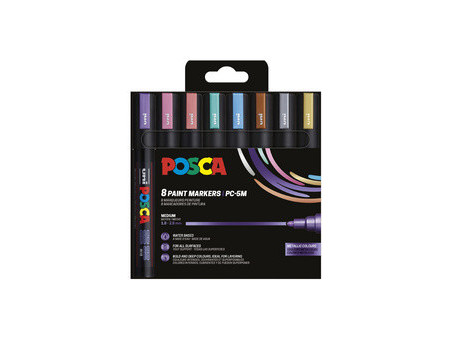 POSCA Marqueur à pigment PC-5M, étui de 8, couleurs chaudes