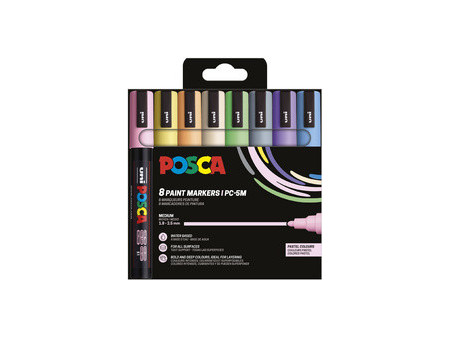 POSCA Marqueur à pigment PC-5M, étui de 8, couleurs chaudes