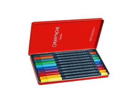 CARAN D'ACHE Feutre FIBRALO Brush, étui métal de 15