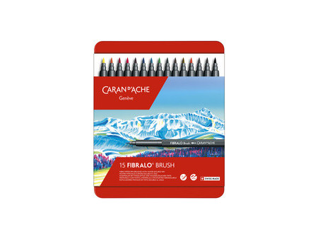 CARAN D'ACHE Feutre FIBRALO Brush, étui métal de 10